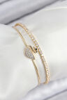 Pirinç Zirkon Taşlı Kuğu Model Gold Renk Kadın Bileklik