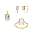 Baget Taşlı Altın Set