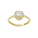 Kalp Taşlı Altın Yüzük