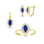 Baget Taşlı Altın Set