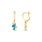 Unicorn Figürlü Altın Çocuk Küpe - 14K - 1.44gr