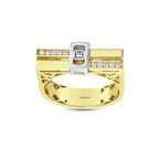 Taşlı Tasarım Altın Yüzük - 14K - 3.96gr