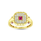 Renkli Taşlı Altın Yüzük - 14K - 2.80gr