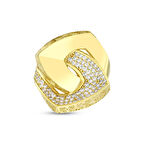 Altın Taşlı Tasarım Yüzük - 14K