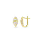 Taşlı Altın Tasarım Küpe - 14K