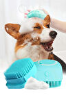 Şampuan Hazneli Kedi Ve Köpek Evcil Hayvan Yıkama Fırçası Silikon Mavi
