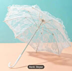 Şemsiye (Gelin-Düğün-Özel günler icin) Beyaz Dantelli 45-43 boyutlarinda