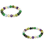 Tesbihane Küre Kesim Çoklu Çoklu Doğaltaş Kombinli Kadın-Erkek Şifa Bilekliği (2li Set)