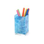 KALEMLİK MAVİ KUMAŞ DESENLİ OFİS GERECİ 6X6X12CM 300ML