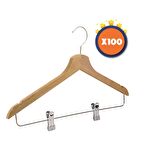 Nyn Ahşap Mandallı Elbise Askısı Naturel Renk 100 Adet