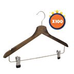 Nyn Ahşap Askı Mandallı Gömlek Etek Askısı Ceviz Renk 100 Adet