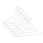 Nyn Ahşap Askı Barlı Elbise Pantolon Askısı Beyaz Renk 6 Adet