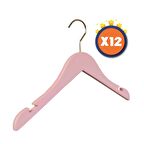 Nyn Ahşap 7-14 Yaş Genç Çocuk Elbise Askısı Pembe Renk 12 Adet