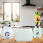 Yasomi Retro Kahvaltı Seti Su Isıtıcı Kettle + Smoothie Blender + Ekmek Kızartma Makinesi (Yeşil)