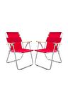 Bofigo 2 Adet Katlanır Sandalye Kamp Sandalyesi  Piknik ve Bahçe Sandalyesi Kırmızı
