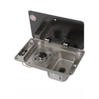 CAN® FL1323 - Kapaklı Kombine Gömme Ocak ve Evye Seti Tamperli Cam (SOL OCAK - SAĞ EVYE) - Minimalist Mutfakların Kurtarıcısı