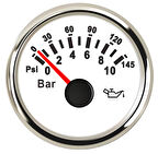 YAĞ BASINÇ GÖSTERGESİ 10 BAR BEYAZ ÇAP 52mm 12/24v TEKNE YAT