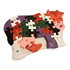 Harfleri ve Sayıları Öğreniyorum Ahşap Eğitici İnek Figürlü Puzzle