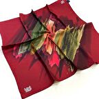 Levidor Kırmızı Desenli Tivil İpek Eşarp 19086