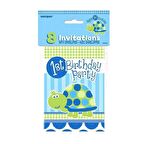 1 YAŞ MAVİ DOĞUM GÜNÜ DAVETİYE SETİ 8'Lİ