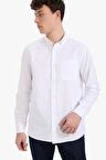 DeFacto %100 Pamuk Regular Fit Polo Yaka Oxford Basic Düz Uzun Kollu Beyaz Gömlek A8028AX25SPWT34