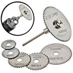 Matkap Ucu Mini Ahşap Plastik Kesme Testere Takımı Daire Yuvarlak Disk Dremel Seti -8 Parça