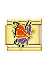 Renkli Kelebek Gold Çelik İtalyan Charm
