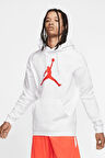 Nike Mens Jordan Jumpman Logo Hoodie Erkek Şardonlu Kapüşonlu Sweatshirt Beyaz