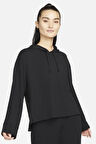 Nike Yoga Dri Fit Women's Fleece Hoodie Kadın Kapüşonlu Yumuşak Sweatshirt Siyah
