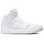 Nike Air Jordan 1 Mid Unisex Leather Sneaker Hakiki Deri Bilekli Günlük Spor Ayakkabı Beyaz