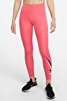 Nike One Dri Fit Big Double Swoosh Leggings 7/8 Toparlayıcı 2 İç Cepli Koyu Pembe Tayt