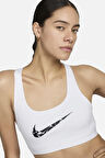 Nike Dri-Fit Swoosh Graphic Light Support Bra Kadın Spor Bra Beyaz