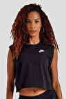Nike Sportswear Club Women's Sleeveless Cropped Top Kadın Crop Kolsuz Tişört Siyah