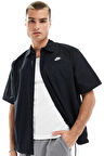 Nike Club Woven Loose Fit Short Sleeve Shirt in Black Erkek Bol Kesim Dokuma Kısa Kollu Spor Gömlek Siyah