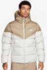 Nike Storm Fit Windrunner Primaloft Filled Full Zip Hoodie Kısa Erkek Mont Kahverengi Beyaz