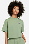 Nike Sportswear Swoosh Crop Kadın Rahat Kesim Kısa Tişört Yeşil