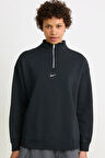 Nike Sportswear Fleece 1/4 Zipped Oversized Sweatshirt Kadın Oversize 1/4 Fermuarlı Sweatshirt Siyah