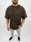Erkek Premium Tişört OSY Yumuşak Dokulu Yıkamalı Oversize T-Shirt - Kahverengi