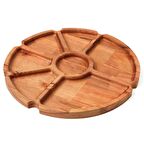 Ahşap 7 Bölmeli Sunum Tepsisi (ÇEREZLİK, KAHVALTILIK, İKRAMLIK - 30X30CM) -