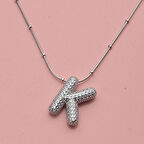 Zirkon Taşlı K Harfli Kadın Kolye Takı Hediyelik Aksesuar