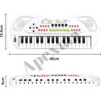 Oyuncak 32 Tuşlu Mikrofonlu Org - Müzik Aletleri Oyuncak Piyano (Beyaz)