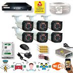 6 Kameralı Set - Araç İnsan Yüz Tanımalı Hareket Algilayan 1080P Gece Görüşlü 5MP Sony Lens Güvenlik Kamerasi Seti 7808-1