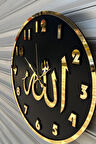 Dekoratif Duvar Saati  Ahşap Ve Aynalı Allah Lafzı