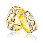 Sarı Beyaz Renk Taşlı Altın Alyans 0301