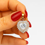 Zirkon Taşlı Kalp Form Rose Xuping Kolye Ucu – 2 cm