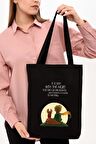 LITTLE PRINCE BASKILI SİYAH KANVAS ÇANTA
