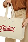 Kanvas Positive Baskılı Büyük Boy Çanta
