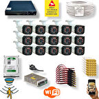 15 Kameralı Set - Hareket Algilayan 1080P Gece Görüşlü 5MP Sony Lens Güvenlik Kamerasi Seti 7808