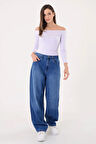 Kadın Mavi Yüksek Bel Baggy Jeans