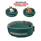 XPERMATE Sünger Simit Küçük Irk Köpek Yatağı Ve Kedi Yatağı 45 Cm Turkuaz Antrasit
